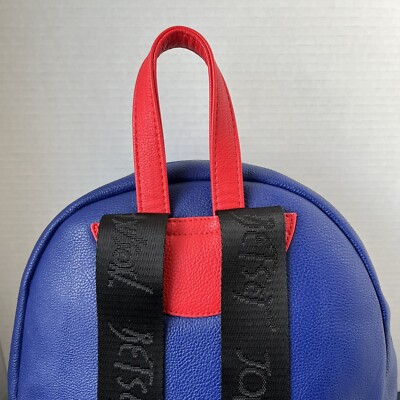 Betsey Johnson Backpack Blue White Stripes Red Handle Gold  display picture 3