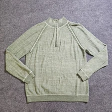Tommy Bahama Sweater Mens Medium Green Linen Blend 1/4 Zip Reversible Casual