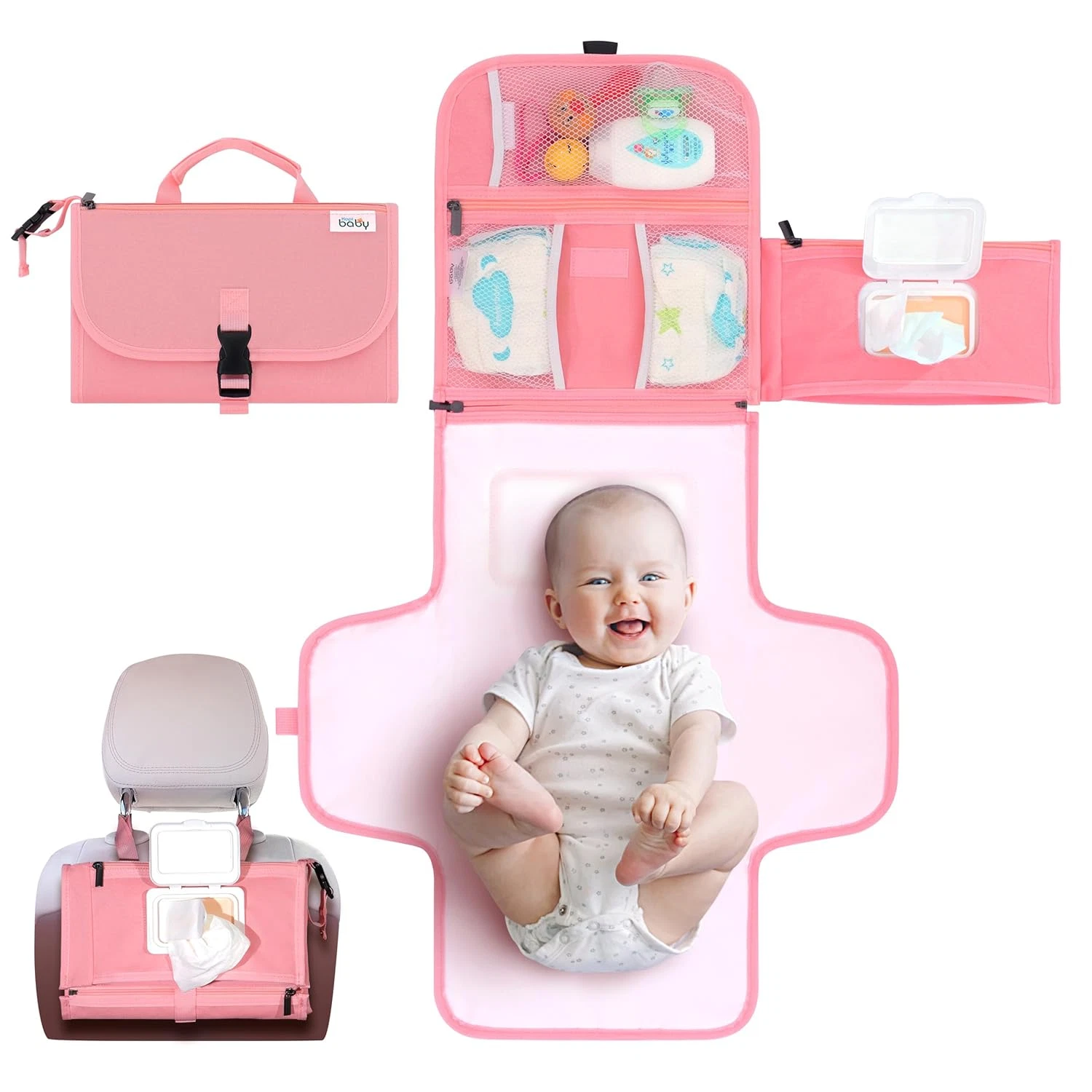 Portable Diaper Changing Pad - Baby Diaper Changer Travel Bag with Wipes Pocket,
Opens in a new wind
