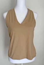 Susana Monaco Essential Urban Tank Tan/Beige Comfort Stretch Fabric, V-Neck, LG