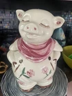 1940s Shawnee "Smiley Pig" Chrysanthemum Cookie Jar wearing Scarf ~ A+ condition