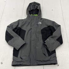 The North Face Gray  Green Full-Zip Basic Hooded Jacket Boys Size Medium