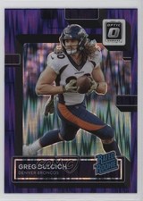 2022 Panini Donruss Optic Rated Rookie Purple Shock Prizm Greg Dulcich #288 13px