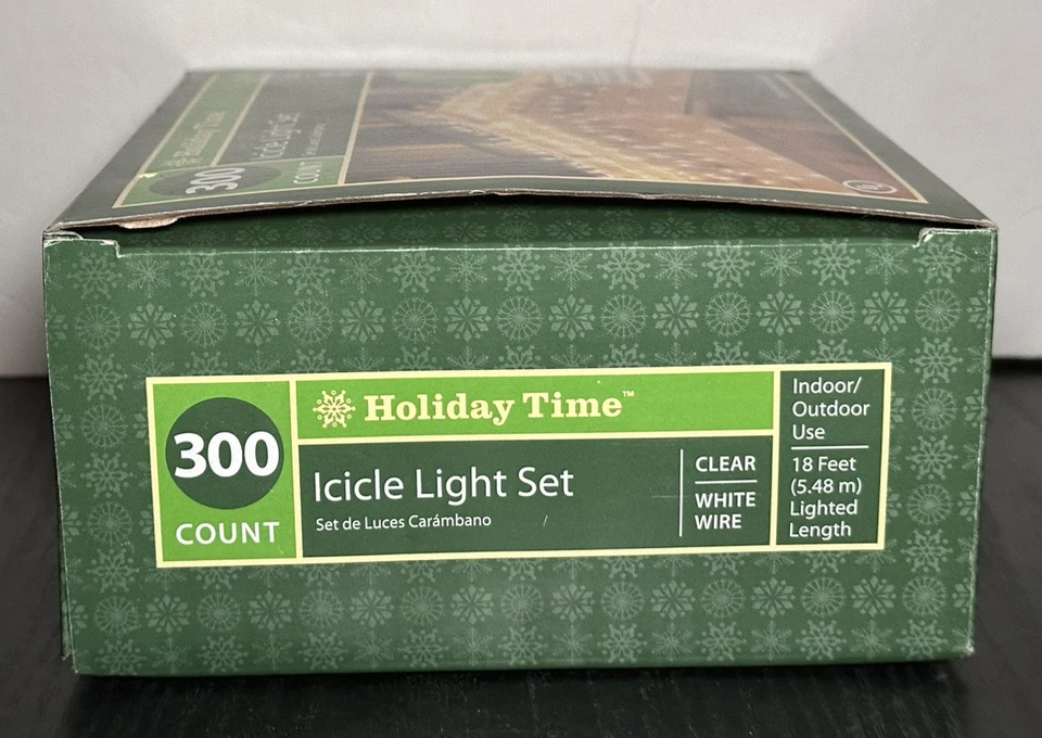 Holiday Time 300 Count CLEAR Icicle Lights WHITE WIRE Christmas Indoor Outdoor - Image 3 of 3