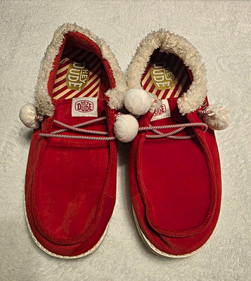 Hey Dude Men s Slip-On Casual Shoes Suede Faux Fur Lined Christmas 10