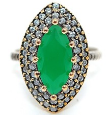 Ottoman Empire Style 5CT Treated Emerald 925 Sterling Silver Ring Sz 8 HB1-9