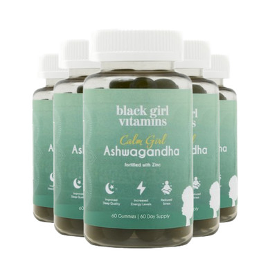 5-Pack Black Girl Vitamins Calm Girl Ashwaganda + Zinc Gummies - 300 Gummies