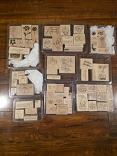 Huge Lot Of STAMPIN UP Rubber Stamps 71 Wood Mounted Rubber Stamps