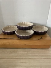 Le Creuset Set of 4 Mini Tart Dishes 4.25”Dark Purple Cassis Rare NEW