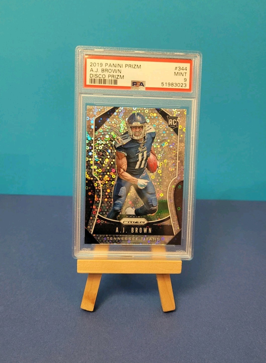 🔥A.J. Brown🔥 2019 Panini Prizm- Silver Disco Prizm Rookie RC #344, (PSA 9)