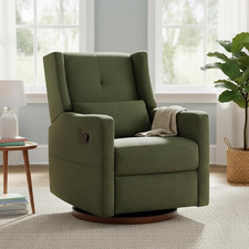 Comfortable Nursery Recliner Chair - Swivel Glider Rocker with Wood Base