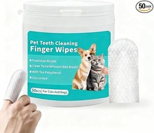 50 Pcs Pet Dental Care Finger Wipes 50pcs, Toothbrush Finger Wipes for cat dogs