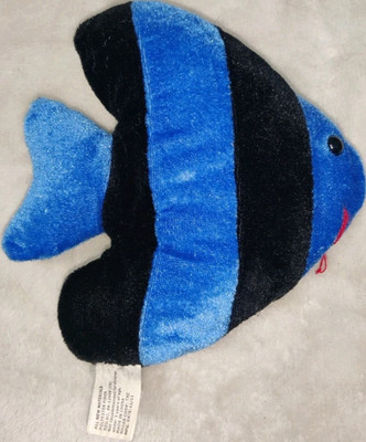 Fun Express 6.5'' Blue Black Striped Plush Angelfish Stuffed Animal