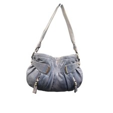 B Makowsky Blue Leather Hobo Shoulder Bag Slo...