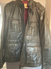 Hugo Boss Orange Thermore  Leather brown Biker Coat Jacket Size Uk 54 Men's (HB)