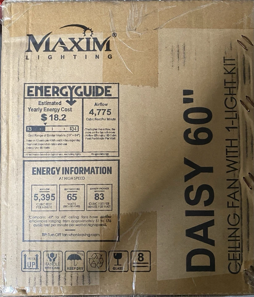 Maxim Lighting 88826WTNAB Daisy Indoor Ceiling Fan Natural Aged Brass - Image 3 of 3