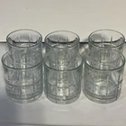 Anchor Hocking Tartan Clear Glass Short Rock Whiskey Tumblers Set Of 6 Vintage