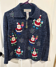 Tiara International Christmas Sweater M Santa Grannycore Grandma Cottagecore