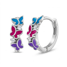 Fluttering Butterflies Children's / Girls Earrings Huggie - Sterling Silver