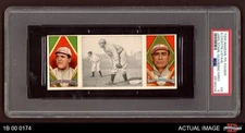 1912 T202 Hassan Eddie Cicotte Jake Stahl Guarding First  Red Sox PSA 5 - EX