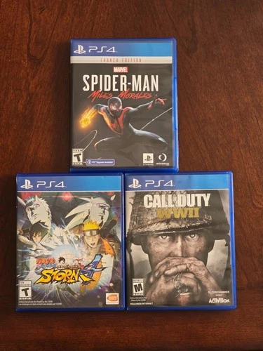Lot of 3 Marvel's Spider-Man Miles Morales,Call of DutyWWII,Naruto Shippuden PS4