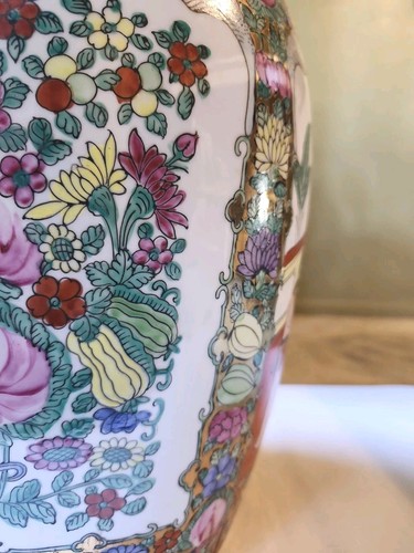 Tarro grande de jengibre de porcelana rosa familiar china de 14,5" con tapa - marca en la parte inferior - Imagen 9 de 22