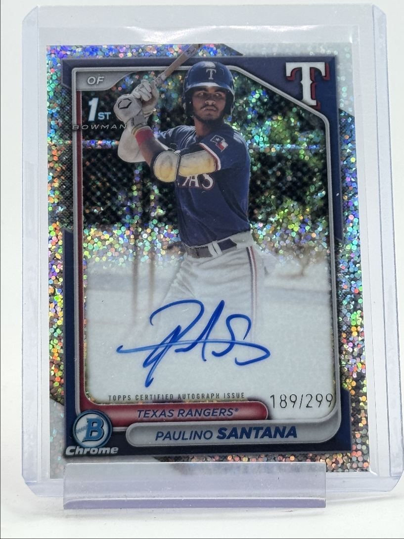 PAULINO SANTANA 2024 BOWMAN CHROME 1ST SPECKLE REFRACTOR AUTO /299 Q2132