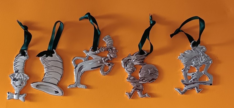 Dr.Suess Lot Of 5 Metal Official Movie Christmas Ornaments