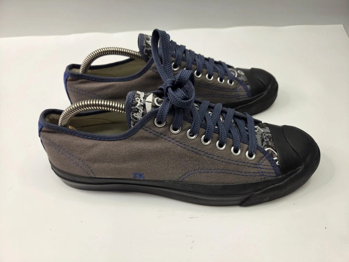 Converse Jack Purcell niedrige Turnschuhe Canvas Grafikdruck Herren 8 Damen 9,5
