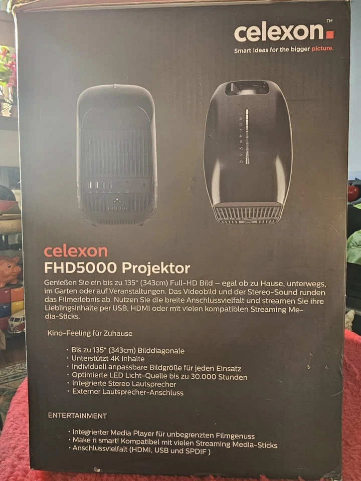 Celexon FHD5000 Full HD-Beamer Schwarz! 5000 ANSI! max.150"! LED Beamer! - Bild 4 von 4