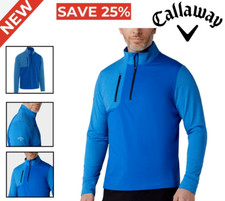 Image of Callaway Mens Aquapel Mixed Media 1/4 Zip Golf Pullover - Light Lapis °