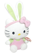 Ty Hello Kitty by Sanrio Plush Beanie Baby Pink Jumper Easter Green Bunny Ears