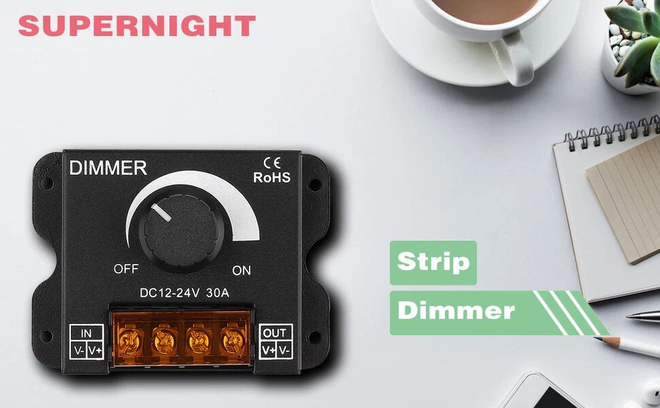 LED Dimmer Knob ON/OFF Switch PWM Dimming 0%-100% for DC 12V-24V LED Strip Light - Image 2 of 4