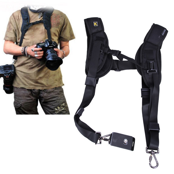 Double Shoulder Camera Strap Harness Quick Release Adjustable Dual Camera