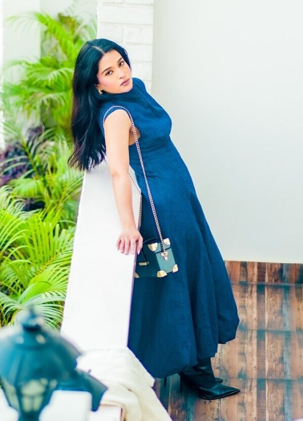 Zara Denim High Neck Balloon Hem Dress Dark Indigo Blue Size XS S 6929/288  New | eBay