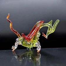 Dragon Art Blown Crystal Glass Figurine Chinese Dragon Glassware Color