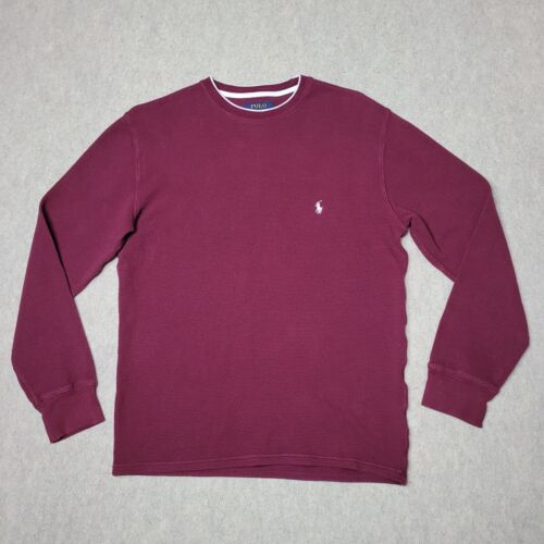 Polo Ralph Lauren Mens Medium M Maroon Shirt Long Sleeve Pullover Thick - Picture 1 of 7