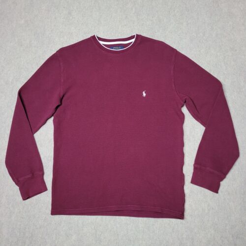 Polo Ralph Lauren Mens Medium M Maroon Shirt Long Sleeve Pullover Thick - Afbeelding 1 van 7