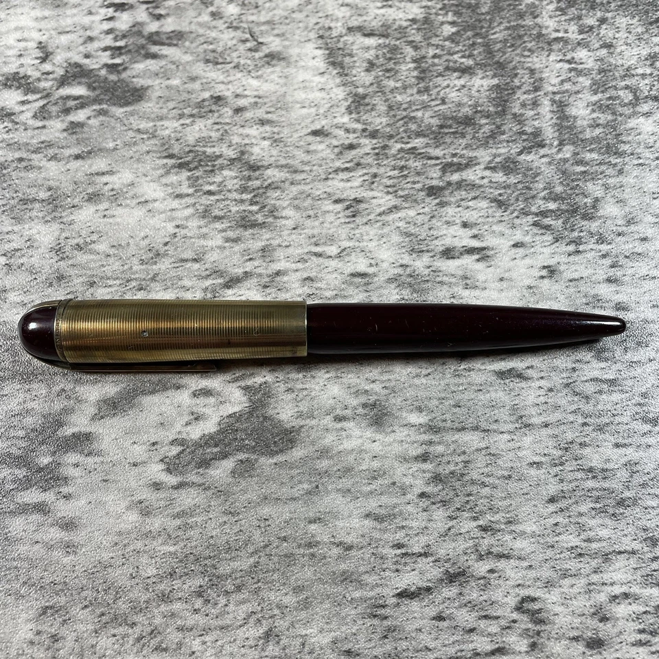 Antique Eversharp Skyline Burgundy Fountain Pen W/14K Gold Cap (Not Tested) - Imagem 3 de 4