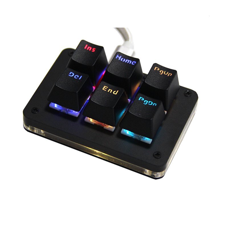 6Keys Macro Mechanical RGB LED Backlit Game Keyboard Programmable Blue Switches