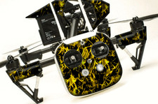 DJI Inspire 1 graphic skins w/6 Batteries Transmitter Decals  Flames Yellow
