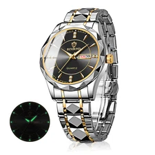 Luminous Men Watch Stainless Steel Quartz Waterproof Classic Business Wristwatch