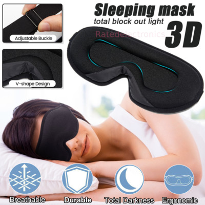 3D Travel Silk Sleeping Helper Eye Mask Soft Padded Shade Cover Rest Blindfold