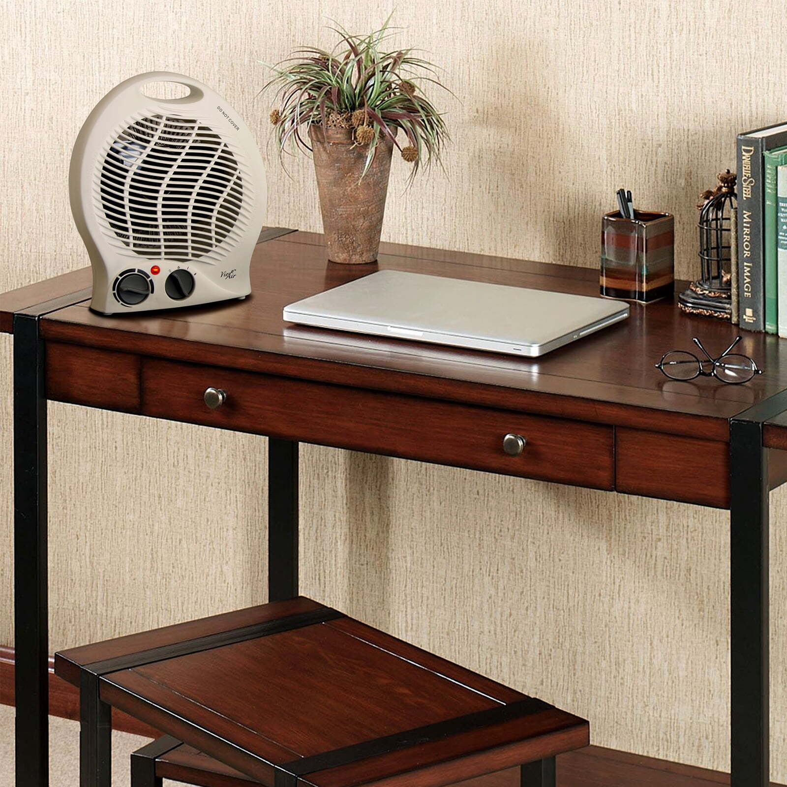 1500W Portable 2-Settings White Home Fan Heater with Adjustable Thermostat
