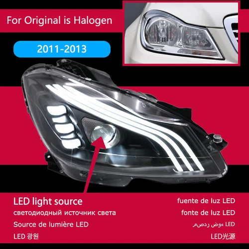 Pair For Mercedes Benz W204 C250 2011-2014 LED Headlights DRL Head Lamp Assembly - Picture 19 of 24
