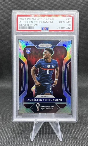Aurelien Tchouameni #97 Silver Prizm PSA 10 2022 FIFA World Cup Qatar Soccer FRA