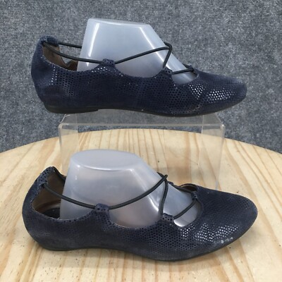 Earthies Shoes Womens 6.5 B Essen Ballet Flats Blue Leather Comfort Almond Toe