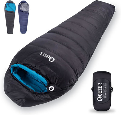 QEZER Down Sleeping Bag for Adults 600 FP Down Ultralight Mummy Sleeping Bag Ba