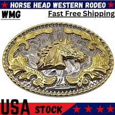 Horse Head Western Rodeo Gold Tone Design Fashion Cowboy Belt Buckle