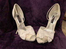 Nina Electra Dress Sandals White Luster Wedding Bride Satin Bow Shoes peep toe